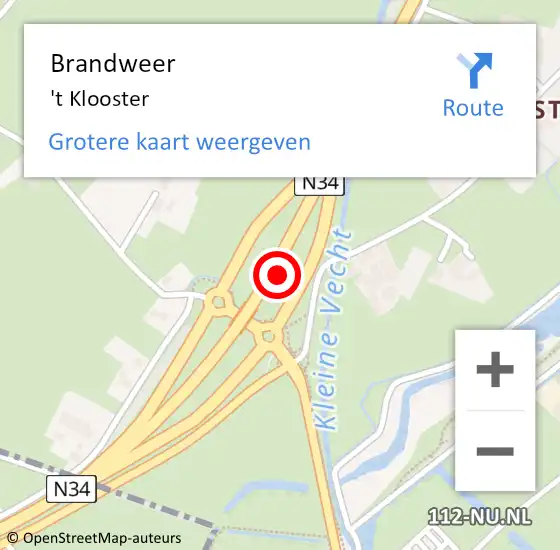 Locatie op kaart van de 112 melding: Brandweer 't Klooster op 25 februari 2014 17:48