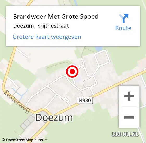 Locatie op kaart van de 112 melding: Brandweer Met Grote Spoed Naar Doezum, Krijthestraat op 26 mei 2018 14:44