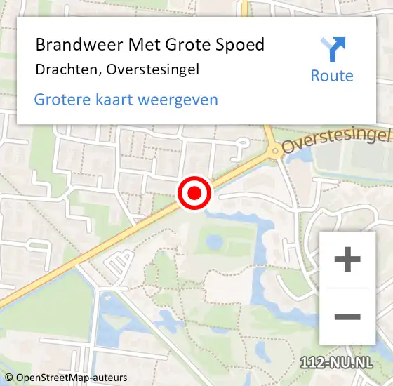 Locatie op kaart van de 112 melding: Brandweer Met Grote Spoed Naar Drachten, Overstesingel op 26 mei 2018 14:46