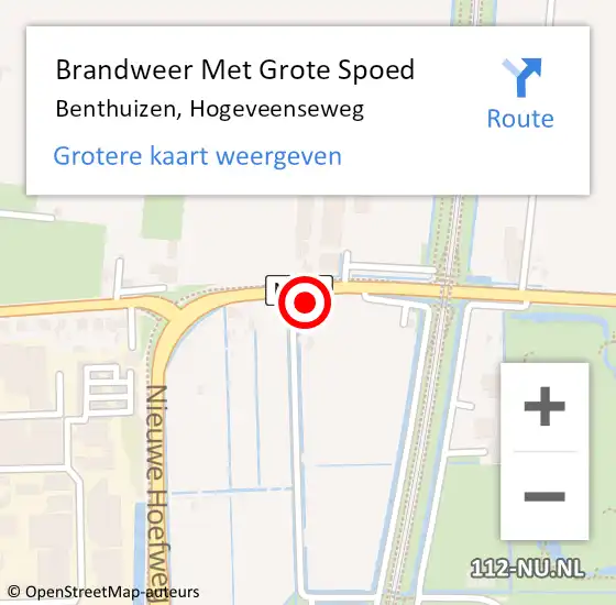 Locatie op kaart van de 112 melding: Brandweer Met Grote Spoed Naar Benthuizen, Hogeveenseweg op 25 februari 2014 17:54