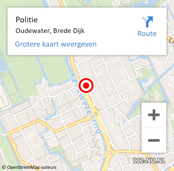 Locatie op kaart van de 112 melding: Politie Oudewater, Brede Dijk op 26 mei 2018 16:18