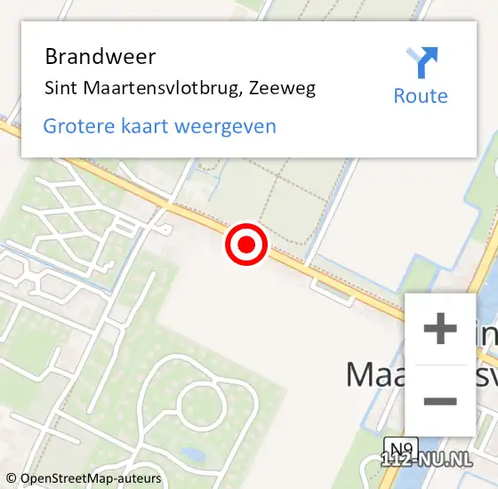 Locatie op kaart van de 112 melding: Brandweer Sint Maartensvlotbrug, Zeeweg op 26 mei 2018 16:41