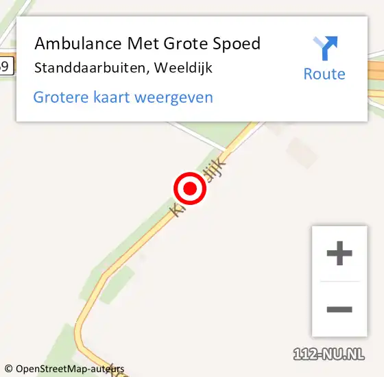 Locatie op kaart van de 112 melding: Ambulance Met Grote Spoed Naar Standdaarbuiten, Weeldijk op 26 mei 2018 17:10