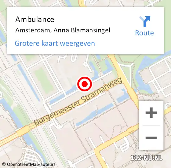 Locatie op kaart van de 112 melding: Ambulance Amsterdam, Anna Blamansingel op 26 mei 2018 17:24