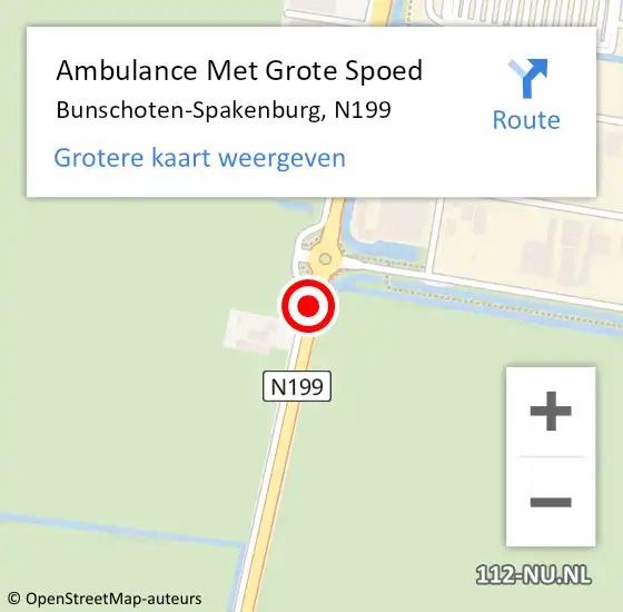 Locatie op kaart van de 112 melding: Ambulance Met Grote Spoed Naar Bunschoten-Spakenburg, N199 op 26 mei 2018 17:38