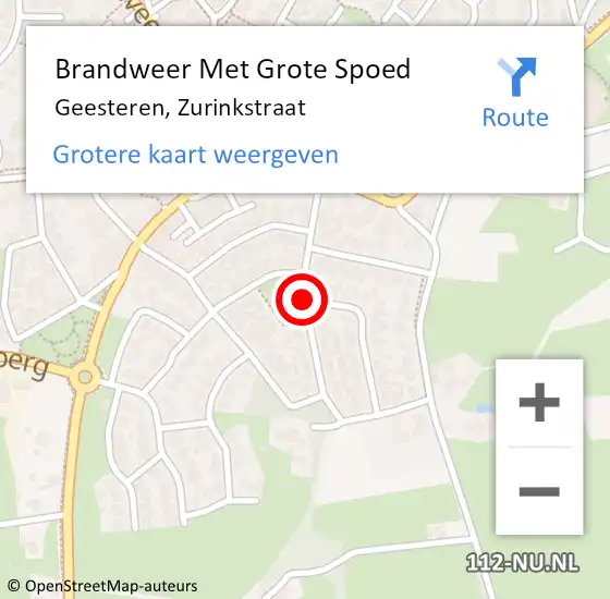 Locatie op kaart van de 112 melding: Brandweer Met Grote Spoed Naar Geesteren, Zurinkstraat op 26 mei 2018 17:49