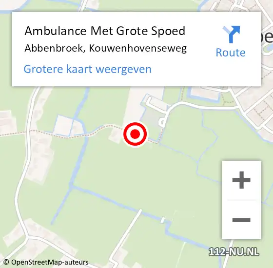 Locatie op kaart van de 112 melding: Ambulance Met Grote Spoed Naar Abbenbroek, Kouwenhovenseweg op 26 mei 2018 17:52