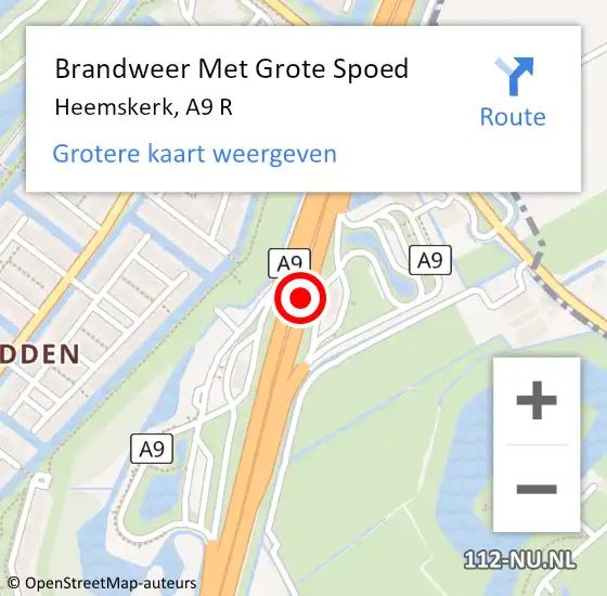 Locatie op kaart van de 112 melding: Brandweer Met Grote Spoed Naar Heemskerk, A9 R op 26 mei 2018 18:32