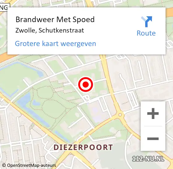 Locatie op kaart van de 112 melding: Brandweer Met Spoed Naar Zwolle, Schutkenstraat op 26 mei 2018 18:44