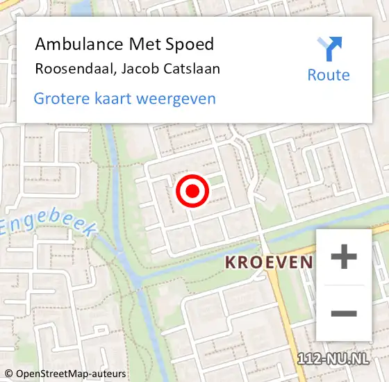 Locatie op kaart van de 112 melding: Ambulance Met Spoed Naar Roosendaal, Jacob Catslaan op 26 mei 2018 18:45