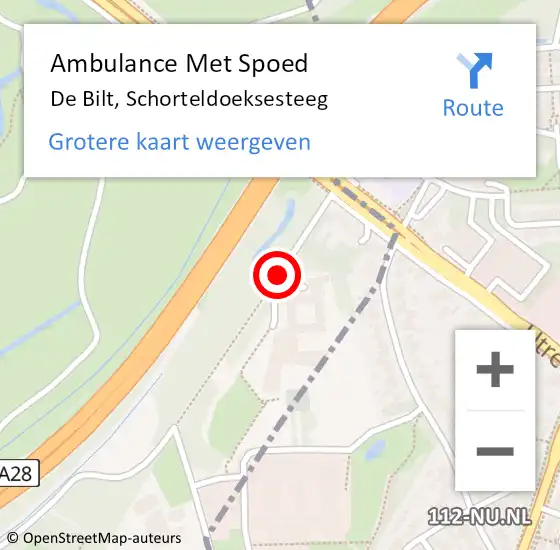 Locatie op kaart van de 112 melding: Ambulance Met Spoed Naar De Bilt, Schorteldoeksesteeg op 26 mei 2018 18:51