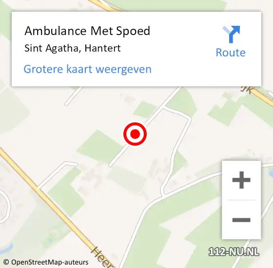 Locatie op kaart van de 112 melding: Ambulance Met Spoed Naar Sint Agatha, Hantert op 26 mei 2018 18:53