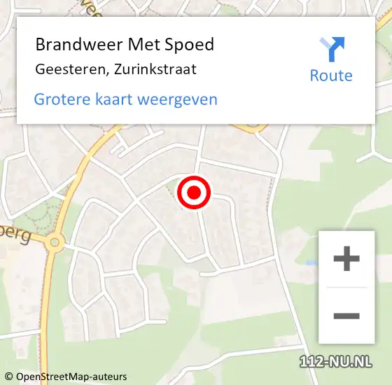 Locatie op kaart van de 112 melding: Brandweer Met Spoed Naar Geesteren, Zurinkstraat op 26 mei 2018 19:54