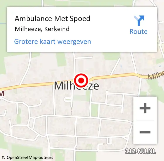 Locatie op kaart van de 112 melding: Ambulance Met Spoed Naar Milheeze, Kerkeind op 26 mei 2018 20:31