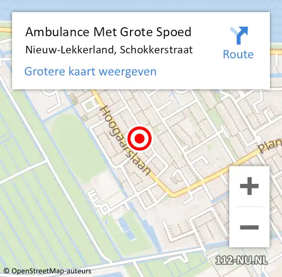 Locatie op kaart van de 112 melding: Ambulance Met Grote Spoed Naar Nieuw-Lekkerland, Schokkerstraat op 25 februari 2014 18:34