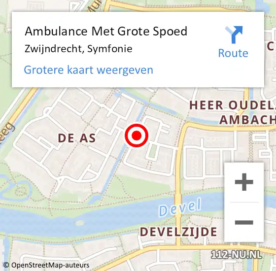 Locatie op kaart van de 112 melding: Ambulance Met Grote Spoed Naar Zwijndrecht, Symfonie op 26 mei 2018 21:51