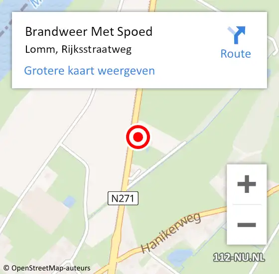 Locatie op kaart van de 112 melding: Brandweer Met Spoed Naar Lomm, Rijksstraatweg op 26 mei 2018 21:55