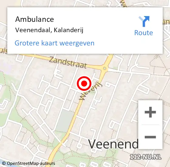 Locatie op kaart van de 112 melding: Ambulance Veenendaal, Kalanderij op 26 mei 2018 22:11