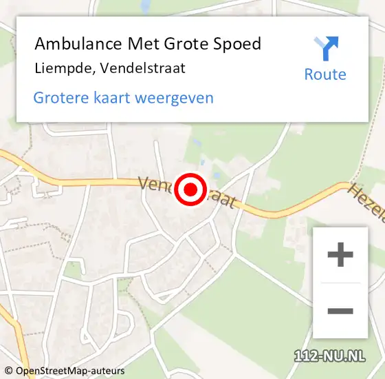 Locatie op kaart van de 112 melding: Ambulance Met Grote Spoed Naar Liempde, Vendelstraat op 26 mei 2018 22:24