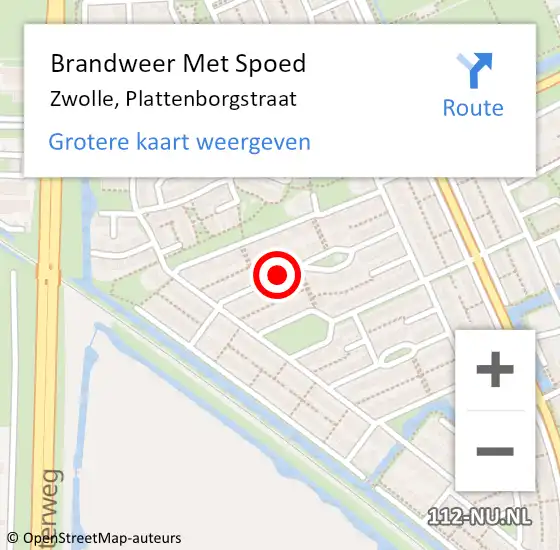 Locatie op kaart van de 112 melding: Brandweer Met Spoed Naar Zwolle, Plattenborgstraat op 26 mei 2018 22:56