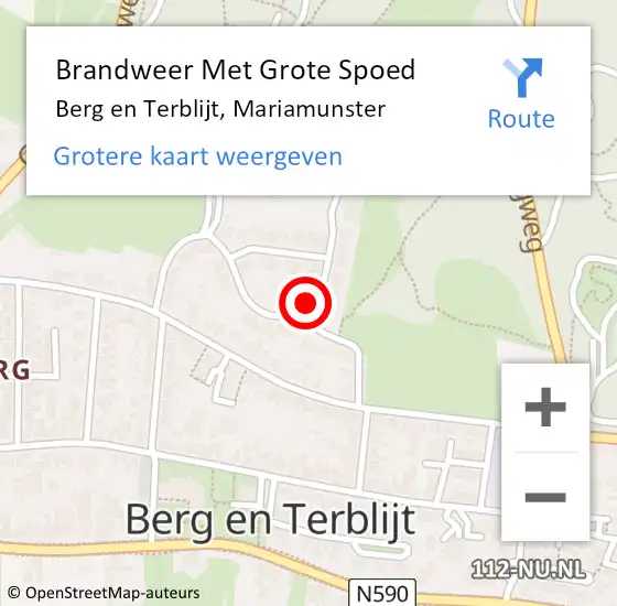 Locatie op kaart van de 112 melding: Brandweer Met Grote Spoed Naar Berg en Terblijt, Mariamunster op 26 mei 2018 23:08