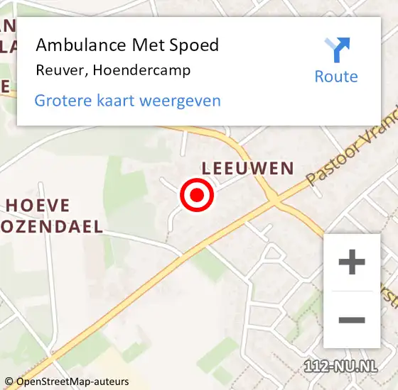 Locatie op kaart van de 112 melding: Ambulance Met Spoed Naar Reuver, Hoendercamp op 26 mei 2018 23:12