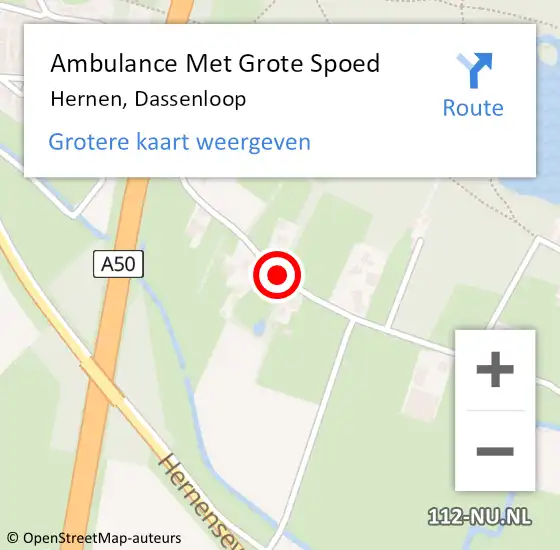 Locatie op kaart van de 112 melding: Ambulance Met Grote Spoed Naar Hernen, Dassenloop op 26 mei 2018 23:17