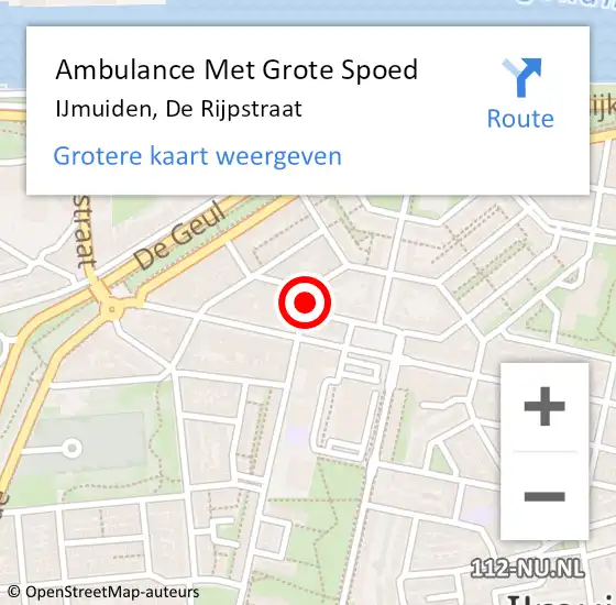 Locatie op kaart van de 112 melding: Ambulance Met Grote Spoed Naar IJmuiden, De Rijpstraat op 26 mei 2018 23:26