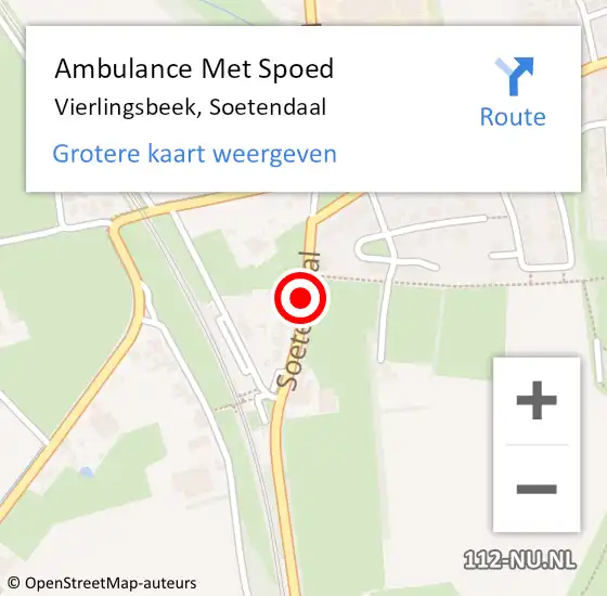 Locatie op kaart van de 112 melding: Ambulance Met Spoed Naar Vierlingsbeek, Soetendaal op 26 mei 2018 23:27