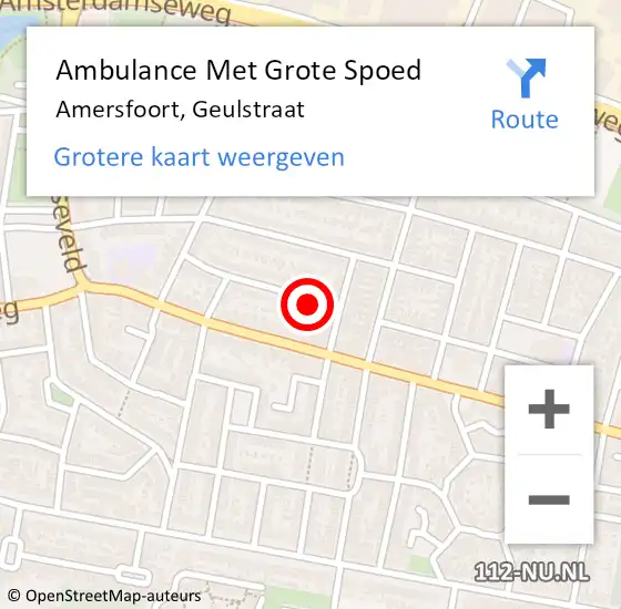 Locatie op kaart van de 112 melding: Ambulance Met Grote Spoed Naar Amersfoort, Geulstraat op 27 mei 2018 00:05