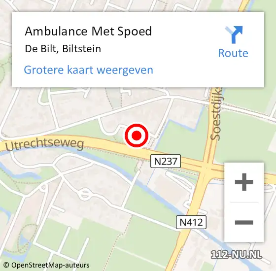 Locatie op kaart van de 112 melding: Ambulance Met Spoed Naar De Bilt, Biltstein op 27 mei 2018 00:07