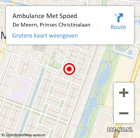 Locatie op kaart van de 112 melding: Ambulance Met Spoed Naar De Meern, Prinses Christinalaan op 27 mei 2018 00:21