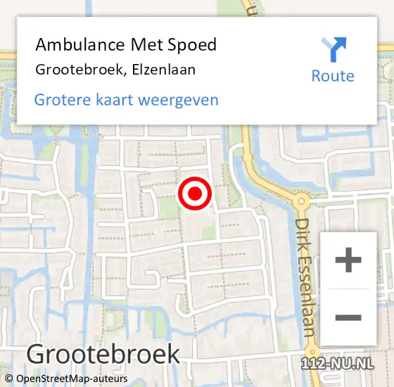 Locatie op kaart van de 112 melding: Ambulance Met Spoed Naar Grootebroek, Elzenlaan op 27 mei 2018 00:27