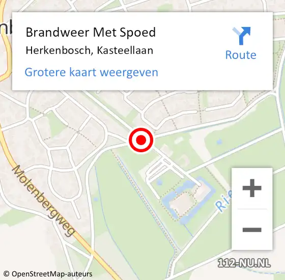 Locatie op kaart van de 112 melding: Brandweer Met Spoed Naar Herkenbosch, Kasteellaan op 27 mei 2018 01:09