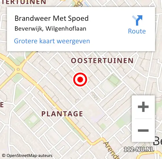 Locatie op kaart van de 112 melding: Brandweer Met Spoed Naar Beverwijk, Wilgenhoflaan op 27 mei 2018 01:20