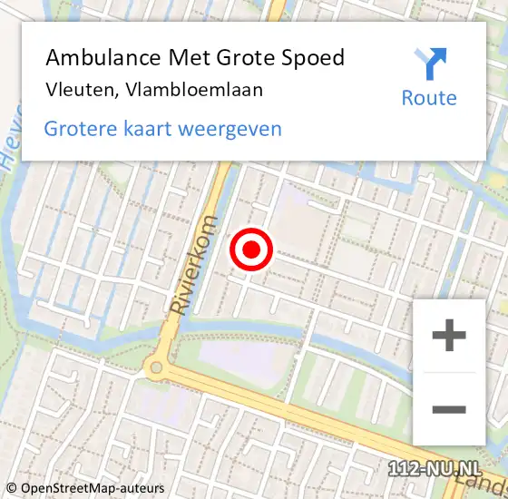 Locatie op kaart van de 112 melding: Ambulance Met Grote Spoed Naar Vleuten, Vlambloemlaan op 27 mei 2018 02:44