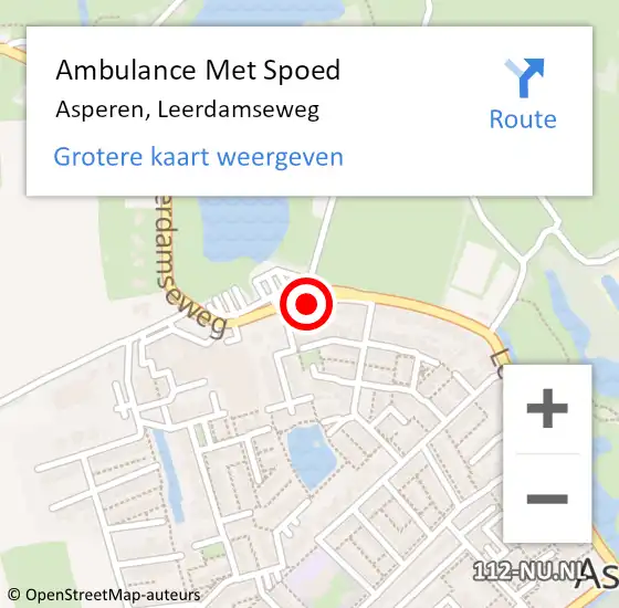 Locatie op kaart van de 112 melding: Ambulance Met Spoed Naar Asperen, Leerdamseweg op 27 mei 2018 02:49