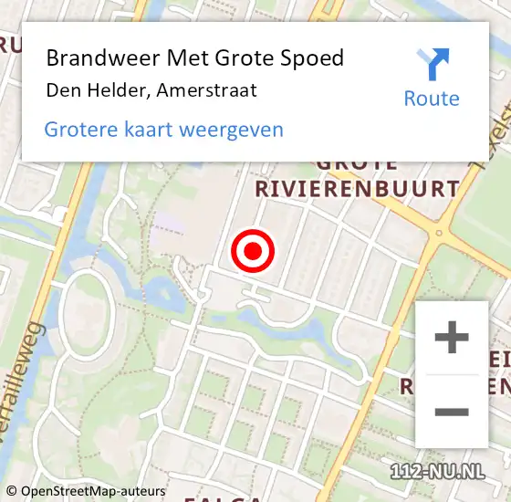 Locatie op kaart van de 112 melding: Brandweer Met Grote Spoed Naar Den Helder, Amerstraat op 27 mei 2018 02:52