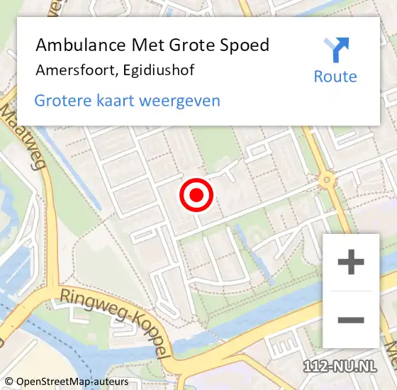 Locatie op kaart van de 112 melding: Ambulance Met Grote Spoed Naar Amersfoort, Egidiushof op 27 mei 2018 03:14