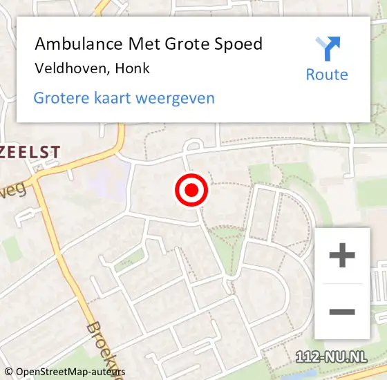 Locatie op kaart van de 112 melding: Ambulance Met Grote Spoed Naar Veldhoven, Honk op 27 mei 2018 03:17