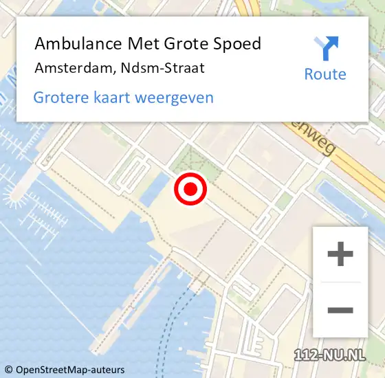 Locatie op kaart van de 112 melding: Ambulance Met Grote Spoed Naar Amsterdam, Ndsm-Straat op 27 mei 2018 03:58