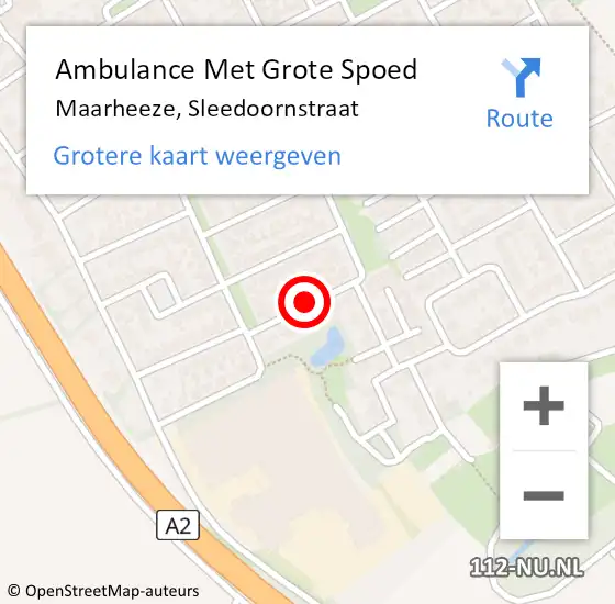 Locatie op kaart van de 112 melding: Ambulance Met Grote Spoed Naar Maarheeze, Sleedoornstraat op 27 mei 2018 04:05