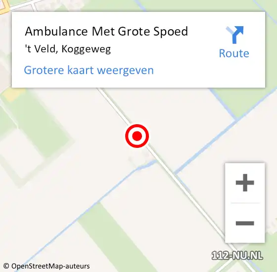 Locatie op kaart van de 112 melding: Ambulance Met Grote Spoed Naar 't Veld, Koggeweg op 27 mei 2018 06:57