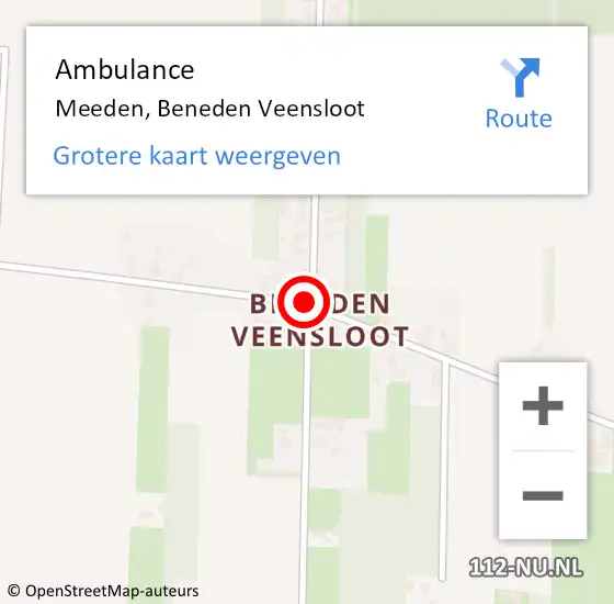 Locatie op kaart van de 112 melding: Ambulance Meeden, Beneden Veensloot op 27 mei 2018 07:09