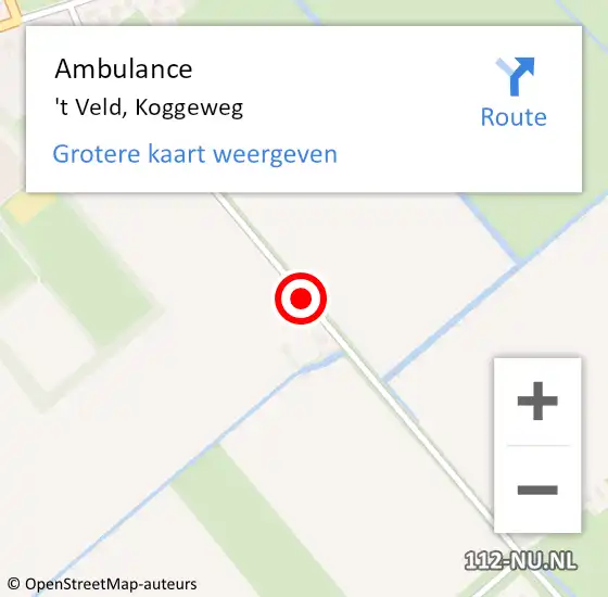 Locatie op kaart van de 112 melding: Ambulance 't Veld, Koggeweg op 27 mei 2018 07:53