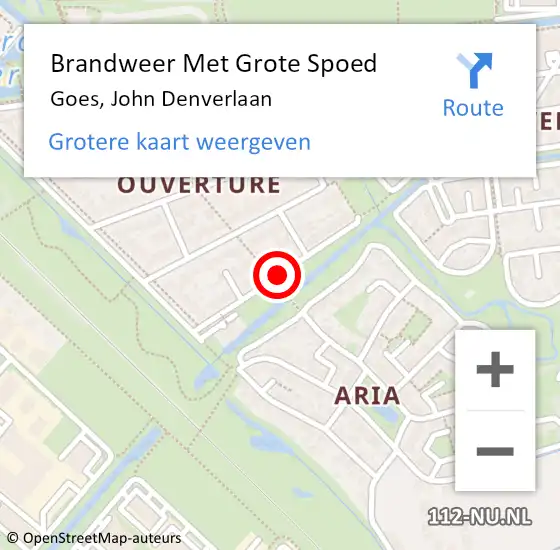 Locatie op kaart van de 112 melding: Brandweer Met Grote Spoed Naar Goes, John Denverlaan op 27 mei 2018 07:57