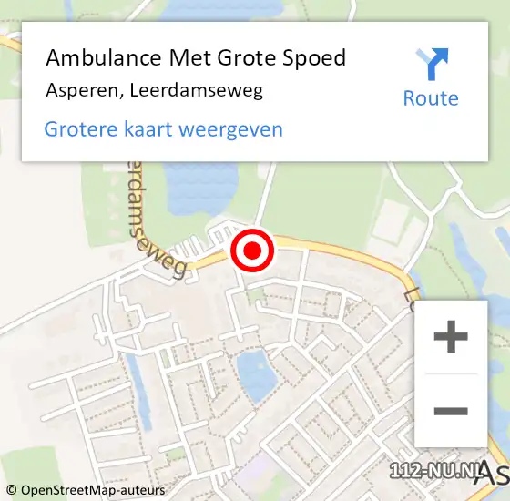 Locatie op kaart van de 112 melding: Ambulance Met Grote Spoed Naar Asperen, Leerdamseweg op 27 mei 2018 08:04