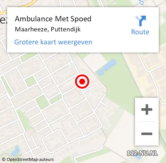 Locatie op kaart van de 112 melding: Ambulance Met Spoed Naar Maarheeze, Puttendijk op 27 mei 2018 08:16