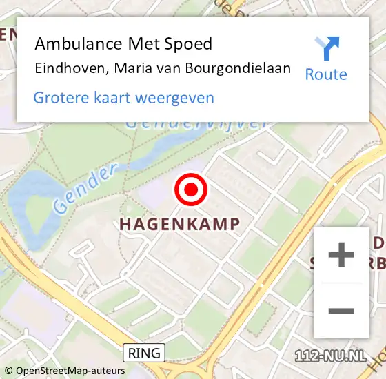 Locatie op kaart van de 112 melding: Ambulance Met Spoed Naar Eindhoven, Maria van Bourgondielaan op 27 mei 2018 08:24