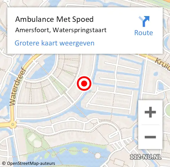 Locatie op kaart van de 112 melding: Ambulance Met Spoed Naar Amersfoort, Waterspringstaart op 27 mei 2018 08:35